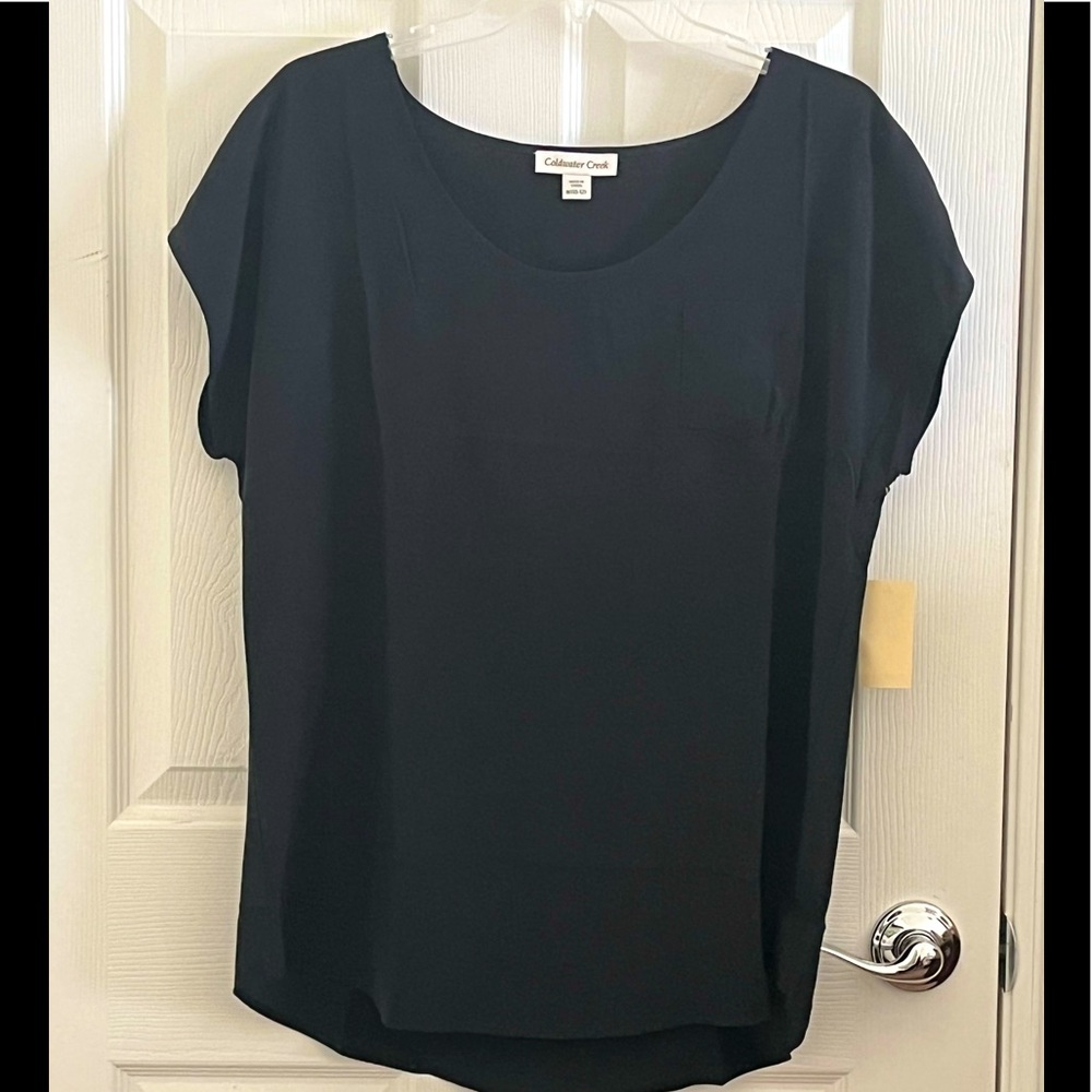 New COLDWATER CREEK Women's Black Silk Blouse Size M (10-12) Never Worn